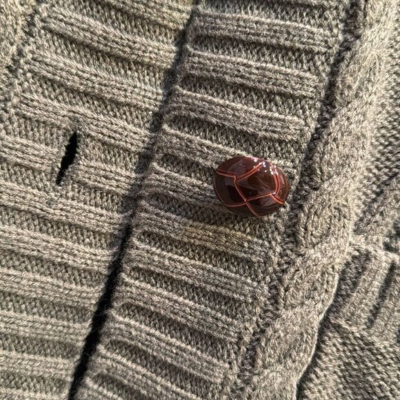 Unbranded forest green long cable knit cardigan Size M - Picture 9 of 9